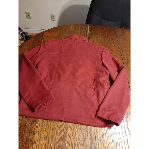 Large Keren Hart Red Jacket Jacket Shirt Blazer Full Zip V Neck Red - Picture 4 of 4